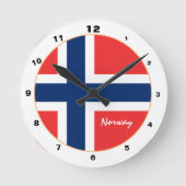 Modernes Design mit norwegischer Flagge & Norwegen Runde Wanduhr (Vorderseite)