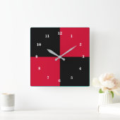 Modernes Design mit roter und schwarzer Wall-Uhr Quadratische Wanduhr (Zuhause)