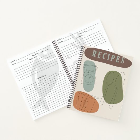 Modernes Design Rezept Journal Mitte Jahrhundert Notizblock (Innenseite)