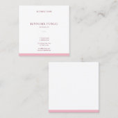 Modernes Design Rosa Weiß Schlicht ausgezeichnet Quadratische Visitenkarte (Vorne/Hinten)