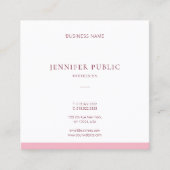 Modernes Design Rosa Weiß Schlicht ausgezeichnet Quadratische Visitenkarte (Vorderseite)