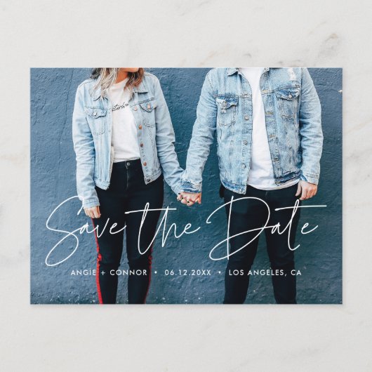 Modernes Design Save the Date Foto Ankündigungspostkarte (Vorderseite)