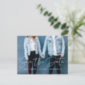 Modernes Design Save the Date Foto Ankündigungspostkarte (Stehend Vorderseite)