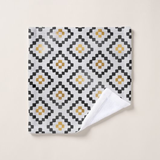 Modernes Design Schwarz Gray Gold Geometric Badhandtuch Set (Waschlappen)