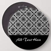 Modernes Design Schwarz-Weiß-Kaleidoskop-Muster Button (Vorne & Hinten)