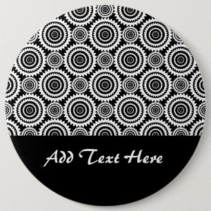 Modernes Design Schwarz-Weiß-Kaleidoskop-Muster Button
