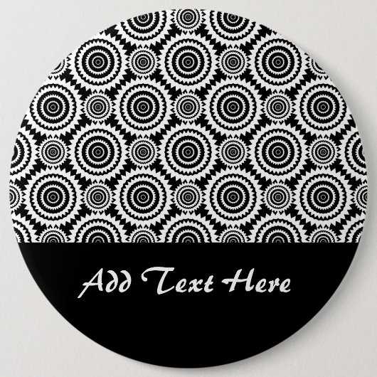 Modernes Design Schwarz-Weiß-Kaleidoskop-Muster Button (Vorderseite)
