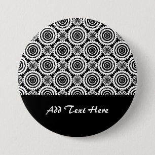 Modernes Design Schwarz-Weiß-Kaleidoskop-Muster Button