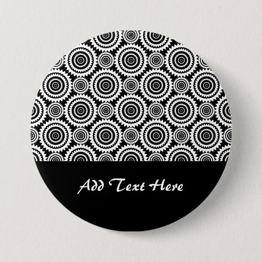 Modernes Design Schwarz-Weiß-Kaleidoskop-Muster Button (Vorderseite)