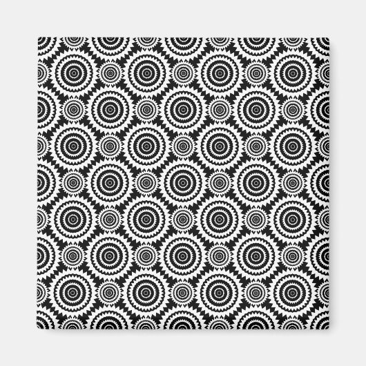 Modernes Design Schwarz-Weiß-Kaleidoskop-Muster Magnet (Vorne)