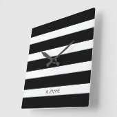 Modernes Design Schwarz-Weiß Streifen Muster Quadratische Wanduhr (Winkel)
