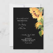 Modernes Design Sonnenblumenblumen Schwarze Hochze Einladung (Vorderseite)
