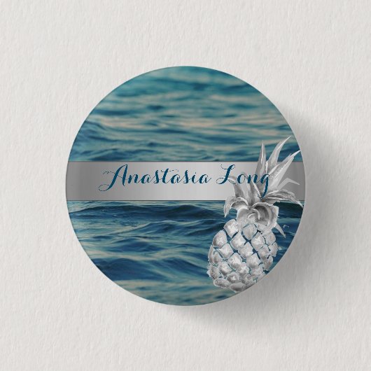 Modernes Design, Strand, See, Ananas Button (Vorderseite)
