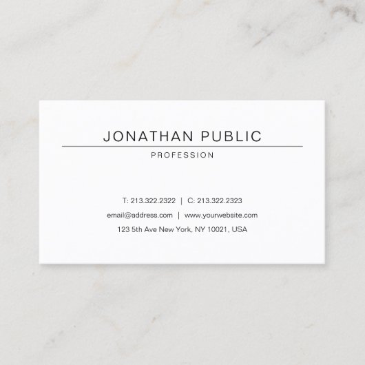 Modernes Design Trendy Sleek Schlicht Visitenkarte (Vorderseite)