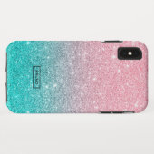 Modernes Design türkis und rosa Glitzer ombre Case-Mate iPhone Hülle (Rückseite (Horizontal))