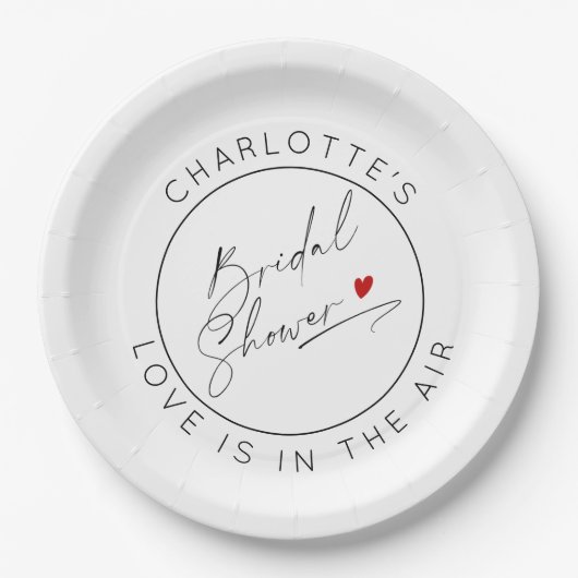 Modernes Design-Valentinstag-Brautparty Pappteller (Vorderseite)