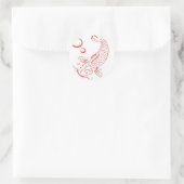 Modernes Design von Red Koi Runder Aufkleber (Tasche)