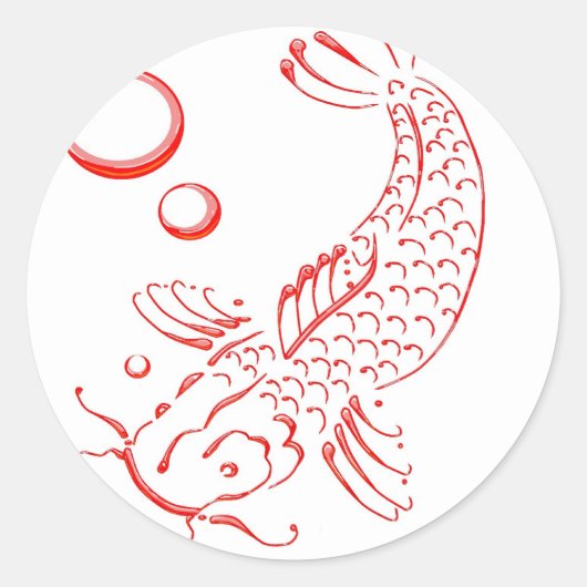 Modernes Design von Red Koi Runder Aufkleber (Vorderseite)