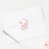 Modernes Design von Red Koi Runder Aufkleber (Umschlag)
