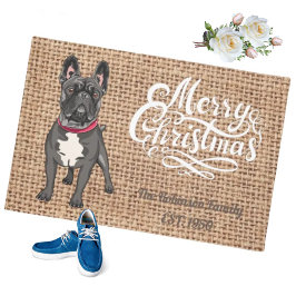 Modernes Design Weihnachten niedlicher Bulldogge F Fußmatte