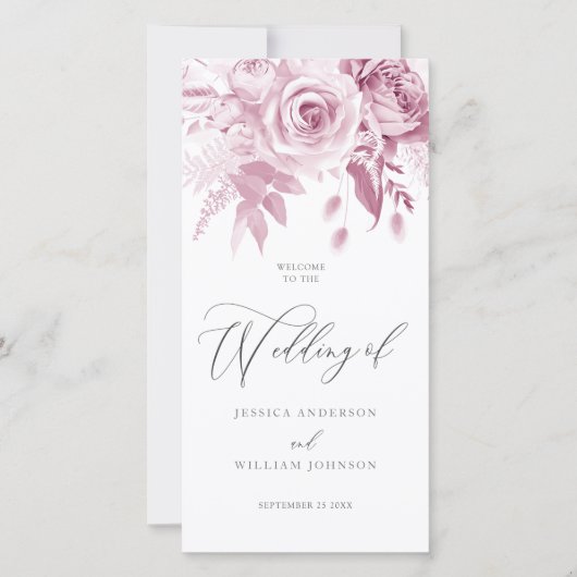 Modernes Designer Dusty Pink Wedding Programm (Vorderseite)
