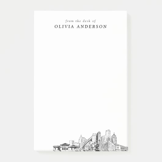 Modernes Detroit Berufliches Geschenk Personalisie Post-it Klebezettel (Vorderseite)