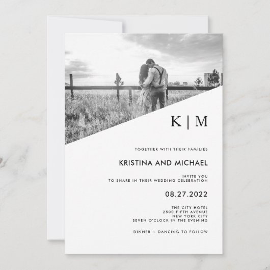 Modernes Diagonal | Einladung zur Hochzeit von Fot (Vorderseite)