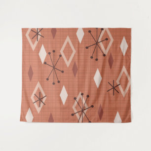 Modernes Diamanten Orange aus dem Mittelalter Wandteppich