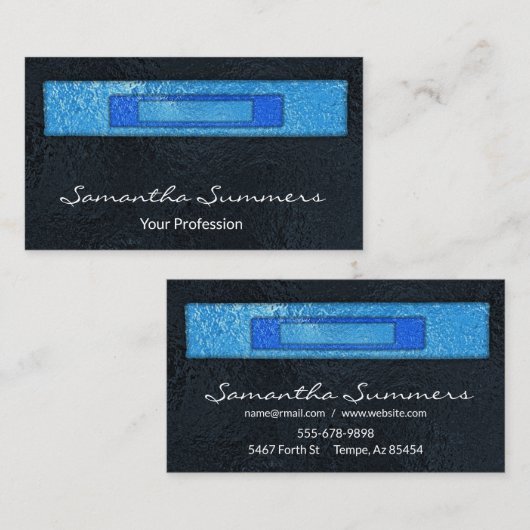 Modernes, dichtes Glas Art Black Blue Visitenkarte (Vorne/Hinten)