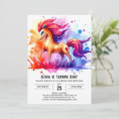 Modernes digitales Pferd zum Geburtstag Einladung (Stehend Vorderseite)