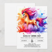 Modernes digitales Pferd zum Geburtstag Einladung (Vorne/Hinten)