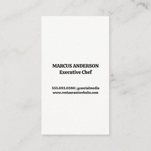 Modernes Dining-Logo | Blauleder Visitenkarte (Rückseite)