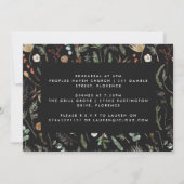 Modernes Dinner der schwarzen botanischen Probe Einladung (Rückseite)