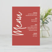 Modernes Dinner Menu Red Wedding Erntedank Einladung (Stehend Vorderseite)