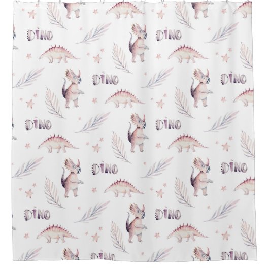Modernes Dino Dinosaur Muster Duschvorhang (Vorderseite)