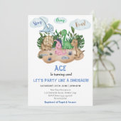 Modernes Dinosaurier Kindergeburtstag Party! Brüll Einladung (Stehend Vorderseite)