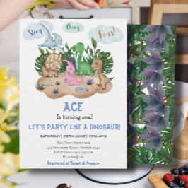 Modernes Dinosaurier Kindergeburtstag Party! Brüll Einladung