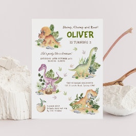 Modernes Dinosaurier-Kindergeburtstag-Party Einladung