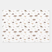 Modernes Dinosaurier Wrapping Paper Set Geschenkpapier Set (Vorderseite)