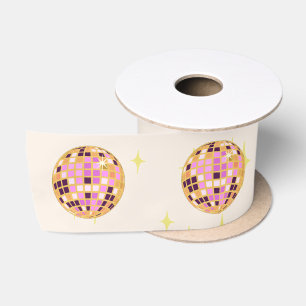 Modernes Disco-Ball Beige Satinband