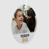 Modernes Dog Bone Custom Puppy Name Foto Ornament (Vorderseite)