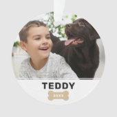 Modernes Dog Bone Custom Puppy Name Foto Ornament (Vorderseite)
