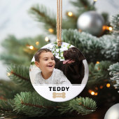 Modernes Dog Bone Custom Puppy Name Foto Ornament