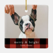 Modernes Dog Foto Red Buffalo Kariert Keramikornament (Rückseite)