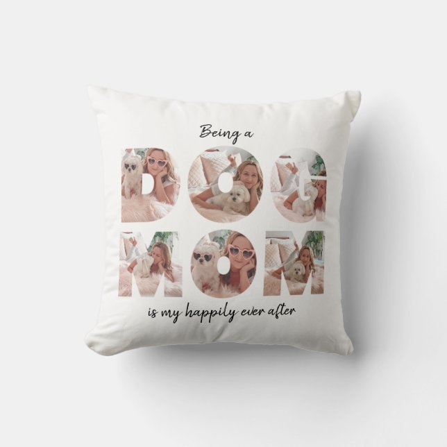 Modernes Dog-Mama-Foto-Collage-Angebot Kissen (Vorderseite)