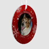 Modernes Dog Red FIRST CHRISTMAS Snowflake Foto Ornament (Vorderseite)
