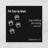 Modernes Dog Walker Pet Sitter pawsome dunkelgrün Quadratische Visitenkarte (Vorderseite)