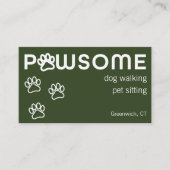 Modernes Dog Walker Pet Sitter pawsome dunkelgrün Visitenkarte (Vorderseite)