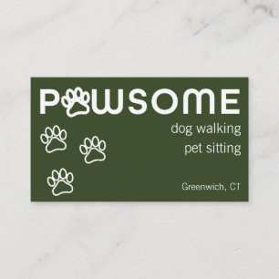 Modernes Dog Walker Pet Sitter pawsome dunkelgrün Visitenkarte