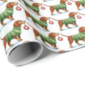 Modernes Dog Watercolor Weihnachtswrapping Paper Geschenkpapier (Rolleneckpunkt)